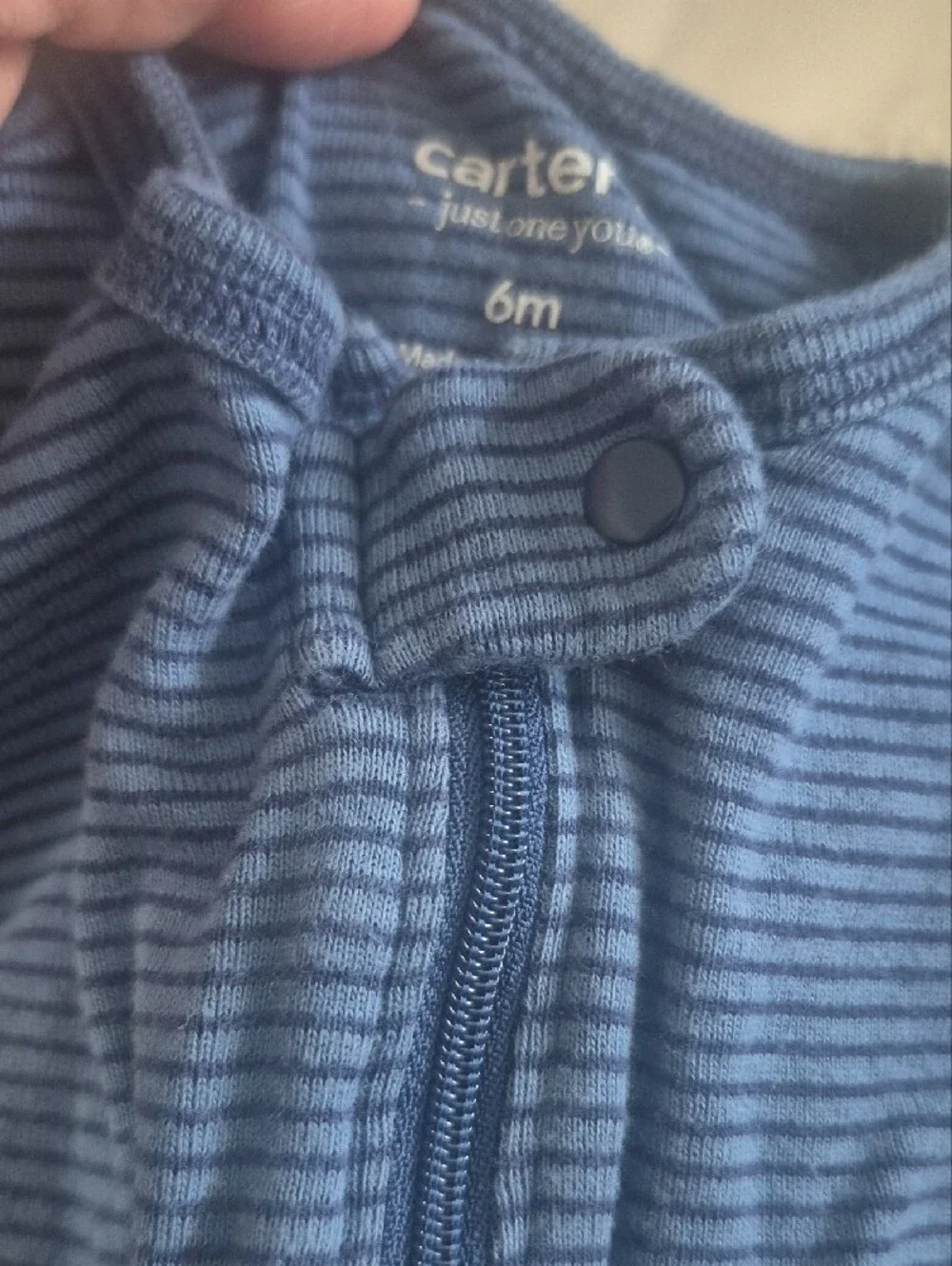 Carter's Blue Striped and White Printed Two-Pack Footie Set